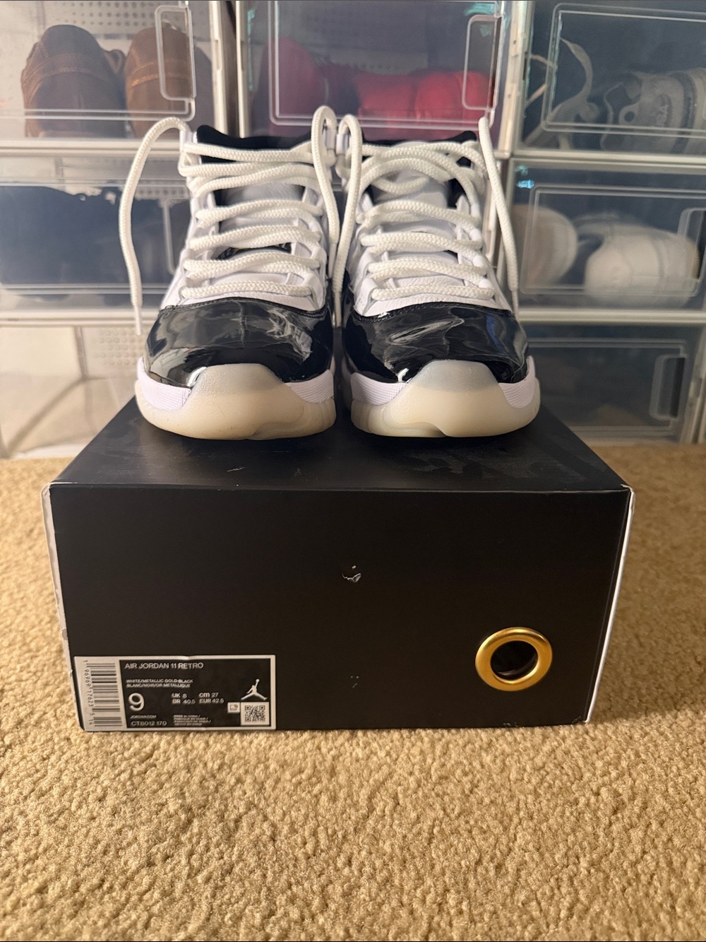 Jordan 11 Retro White Black Patent Leather Sneakers